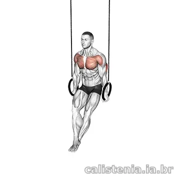 Execução do exercício Dips nas argolas